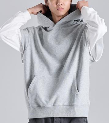Beoteunseoul Sleeveless Vintage Cotton Hooded Vest (Melange)