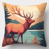 4pcs Set, Sofa Pillowcase, Sunset Pillowcase in the Forest, 17.7 inches * 17.7 inches, Single-sided Printing, Home Decoration, S