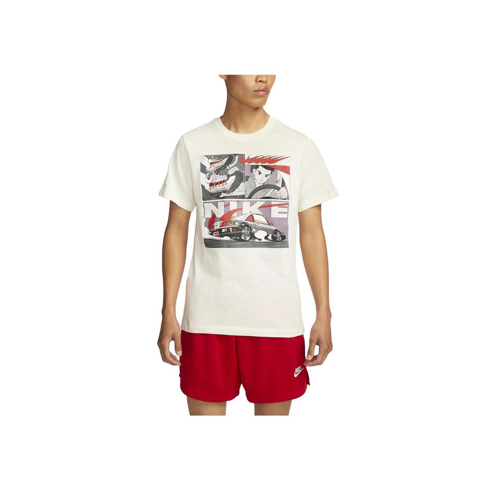 Nike Cartoon Buchstaben Print Rundhals Kurzarm T-Shirt Herren Tops Elfenbein FD1336-110