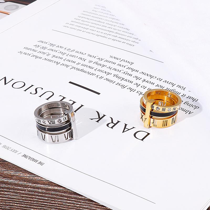 Römisch inspirierter galvanisierter Titanstahl Buchstabenring