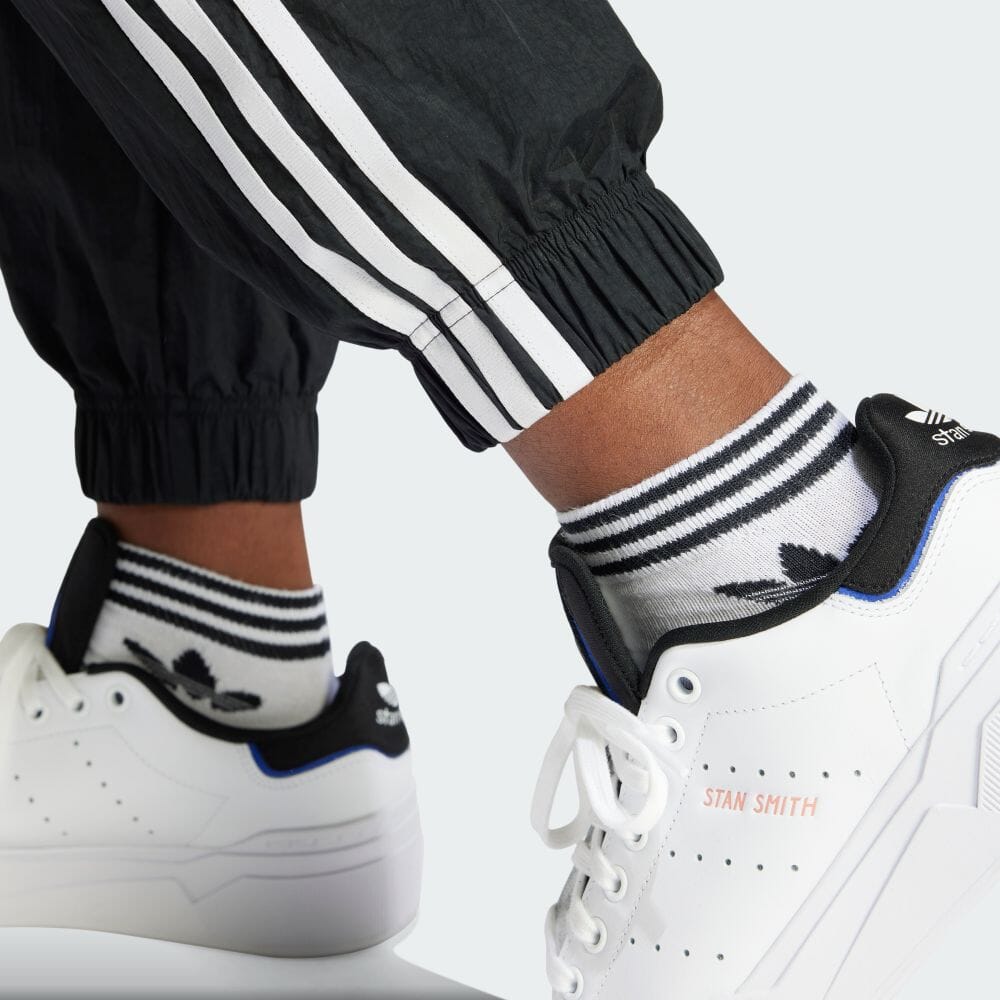 Adidas Originals Three Stripe Logo Print Elastic Waist Cuffed Casual Pants Women Bottoms Black IU2530