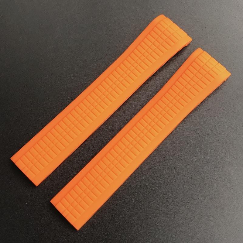 

21 мм Чорний Коричневий Синій Зелений Помаранчевий М’який силіконовий ремінець для годинника Patek Aquanaut series 5164a 5167a 21mm without buckle помаранчевий