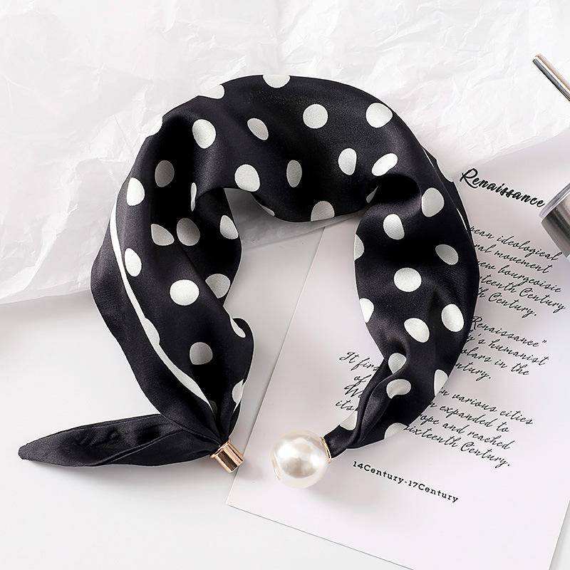 New Style Letter-Print Scarf with Magnetic Clasp Long, Narrow Silk Scarf ,Lightweight Accessory for Spring Summer Shirt Styling