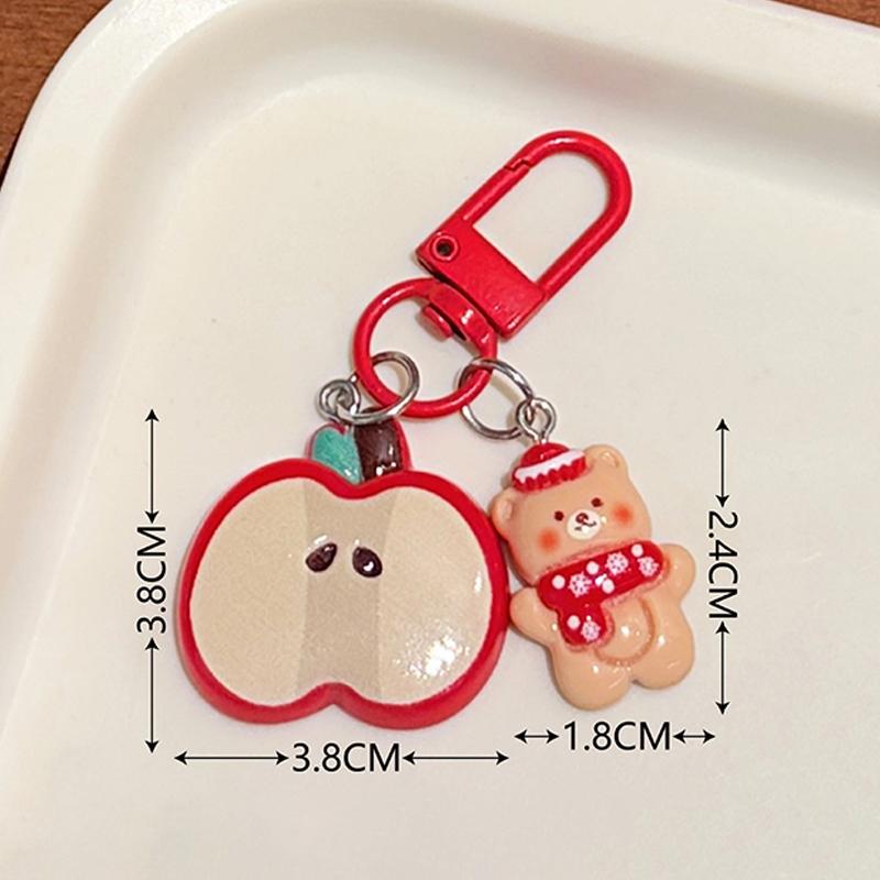 1/5 Pcs Christmas Cute Red Apple Ornament Girls Cartoon Bag Pendant Car Ornament Funny Backpack Accessory For Best Friend Gift