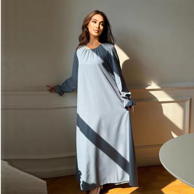 Lässiges langes Kleid Damen Maxikleider Elegantes Abendkleid Muslimische Kleider Abayas Vollärmelige Dubai Türkei Kaftans Hijab Kleid
