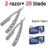 Men Foldable Shaving Knife with Blades Manual Stainless Steel Double-blade Shaving Straight Edge Razor for Beard Mustache Groom