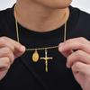 Catholic Cross Necklace for Men Boys,Gold Plated Stainless Steel Virgin Mary Prayer Necklace, Religious Faith Jewelry Gift