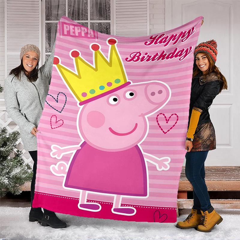 1pc Peppa Pig1 Theme Blanket - Digital Print, Polyester, Cozy for All Seasons, Perfect for Outdoor, Camping, and Travel