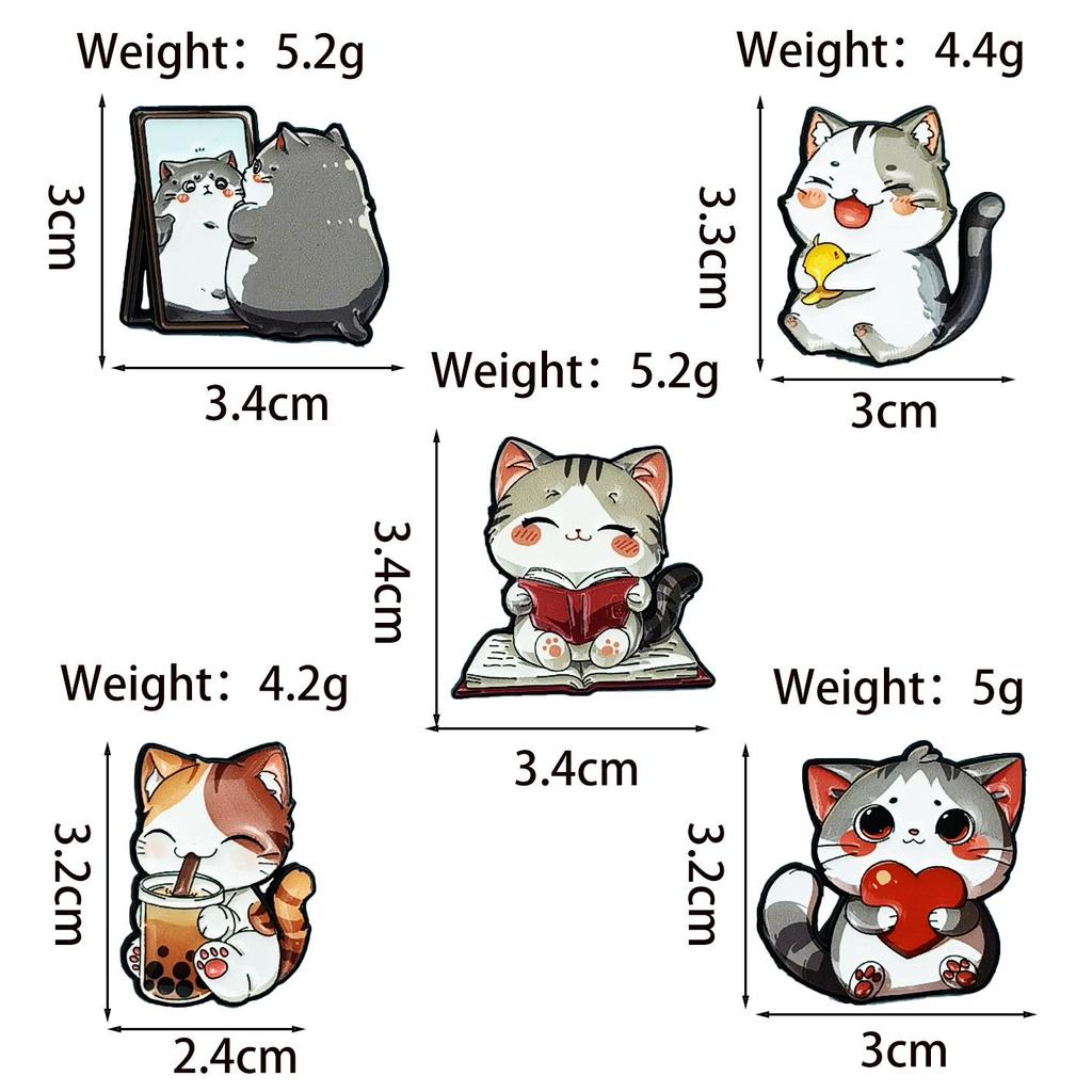 Cute Kitten Cartoon Brooch: Smiling Animal Badge for Clothing & Backpacks