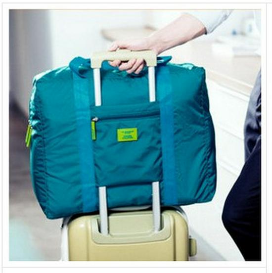Korean Style Waterproof Nylon Foldable Travel Storage Bag for Clothes Organization Large зелёный