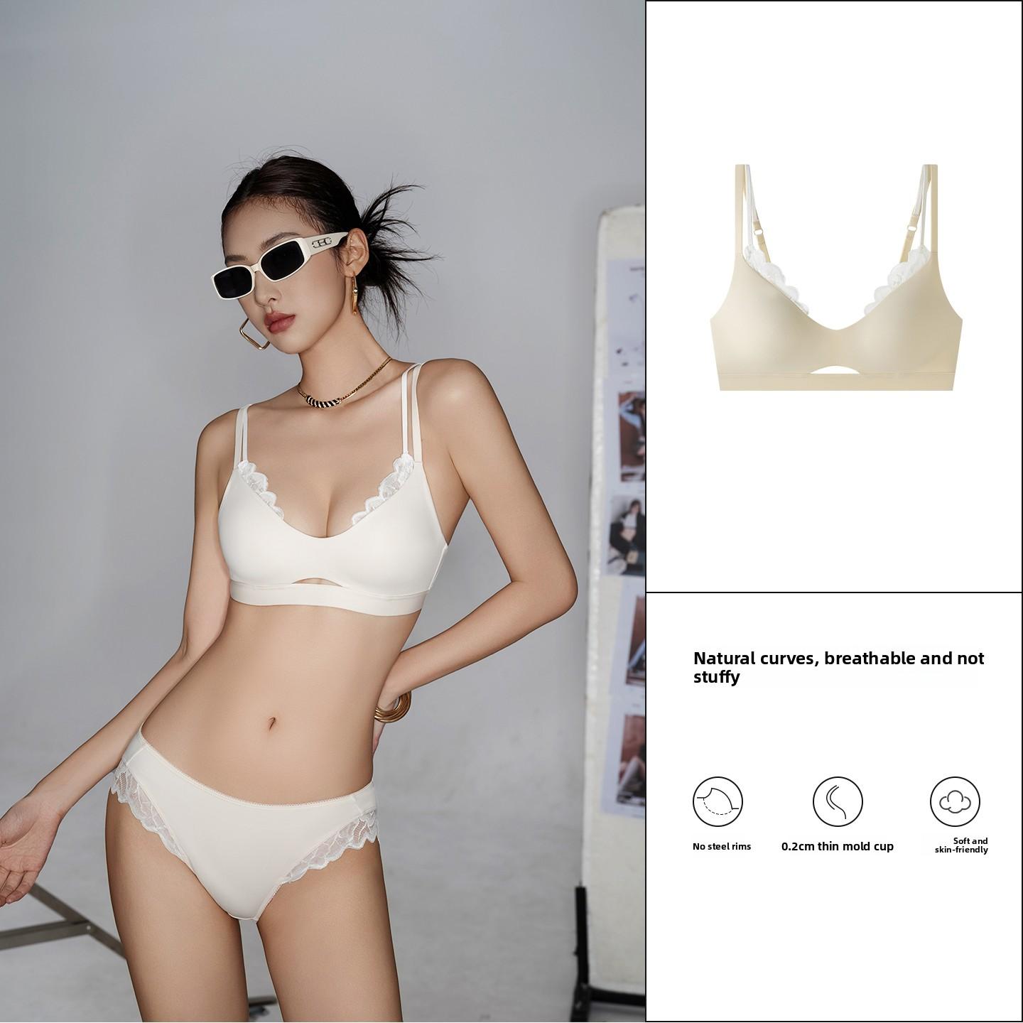 

Women s Summer Thin Shockproof Anti Droop Close Pair of Breast Traceless Sports Underwear 38/85AB тілесний