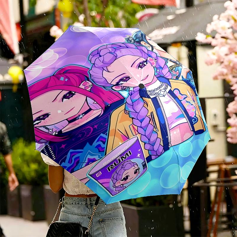 KPop Demon Hunters Print Umbrella Automatic Opening/ Closing - Portable Foldable Design - Daily Use for Travel/Outdoor - Gift for Birthday