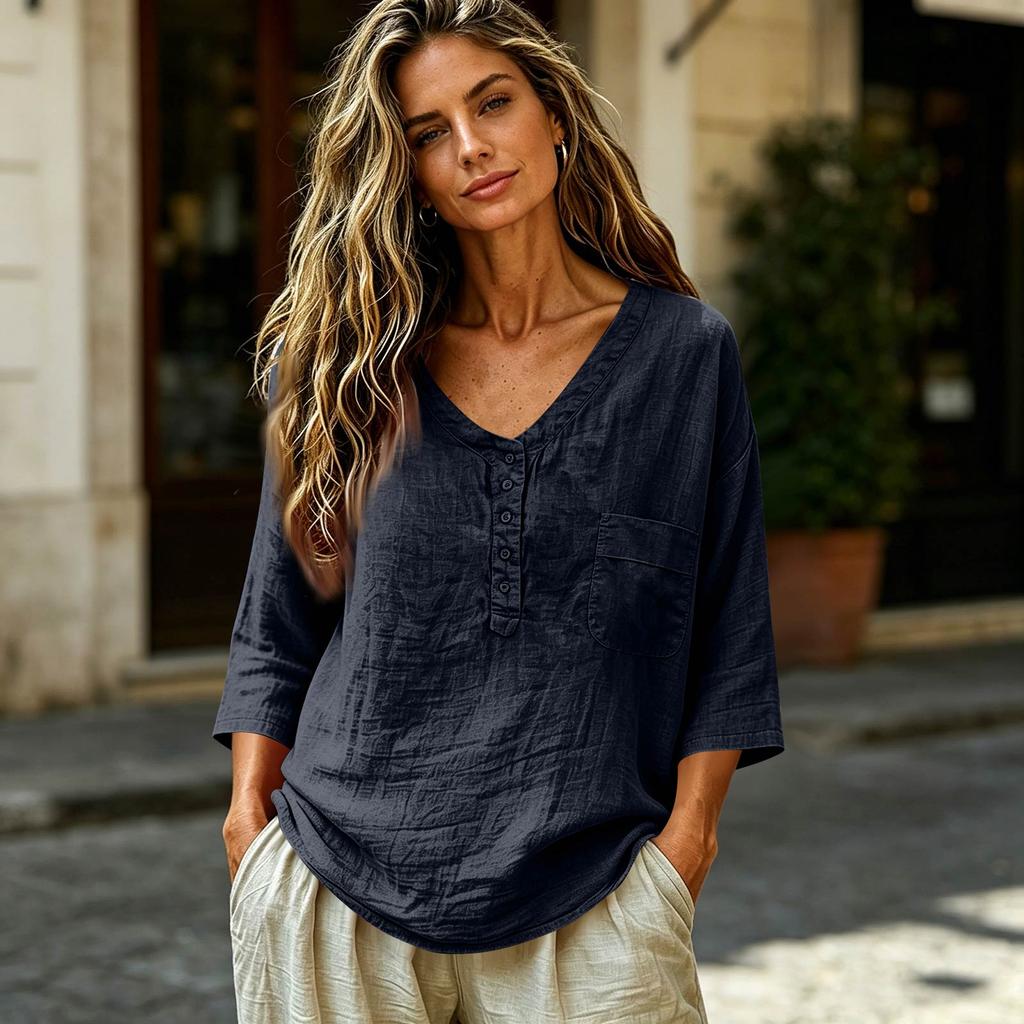 Womens Spring Tops Loose Fit V Neck Button Down Summer Shirts for Women Casual Lightweight Womens Summer Shirts Blouse