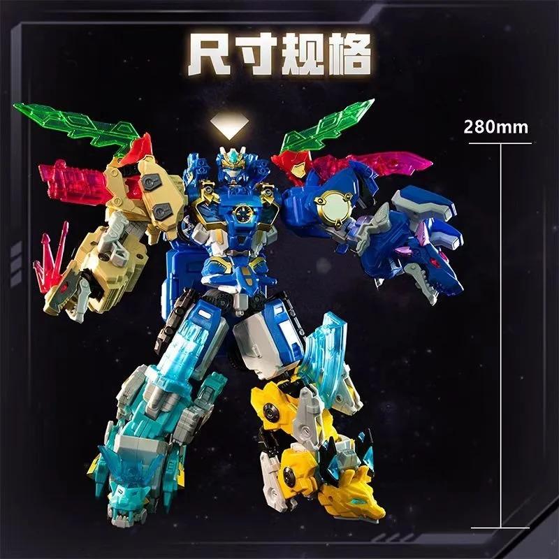 6 In 1 Transforming Combined Robot Action Figures Beast War Mech Car Shapeshifting Toy Set For Kids
