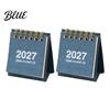Gold Twin Binding Desk Calendar Mini 2026-2027, Oct 2026 To Dec 2027 Standing Flip Small Artistic Office Stationery Supplies Calendar, 14 Monthly