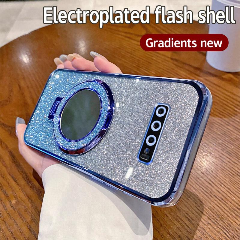 For Samsung Galaxy S8 S9 S10 Luxury Cute 3D Mirror Silicone Phone Case For S10 Plus Glitter Magnetic Stand Shockproof Back Cover