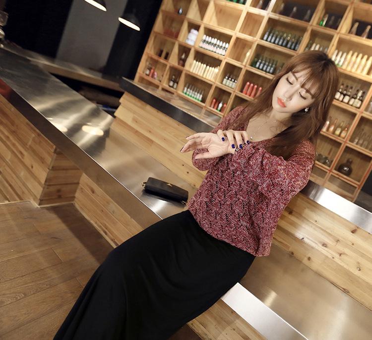 Damska dzianinowa sukienka dwuczęściowa z długim rękawem w stylu koreańskim w dużych rozmiarach