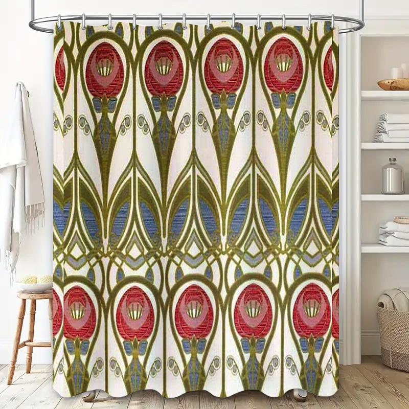 Floral Shower Curtain Botanical Print Nature Theme Bathroom Decor Vintage Style Waterproof Fabric Backdrop Home Textile Artistic