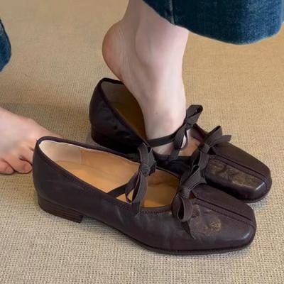 Ballerine Francesi da Donna, Suola Morbida, Mary Jane Vintage con Fiocchi