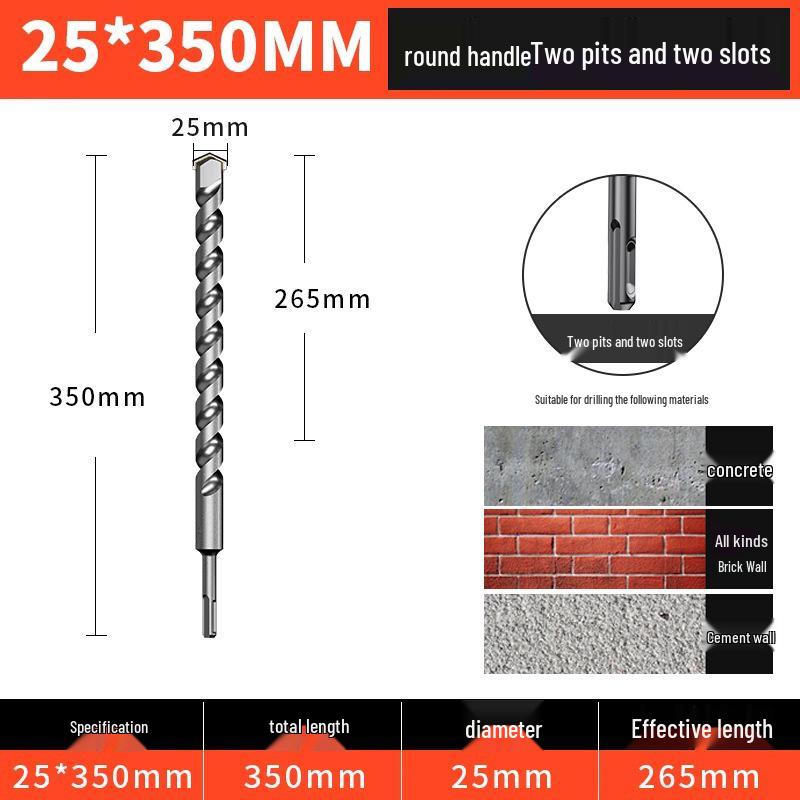Blue Sheng High-Impact Hammer Drill Bit, Round/Square Shank for Concrete Wall Penetration, Electric Hammer, High Hardness