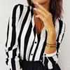 SCIONE Women Casual Striped Shirts Female Loose Autumn Turn Down Collar Shrit Office Blouses Top