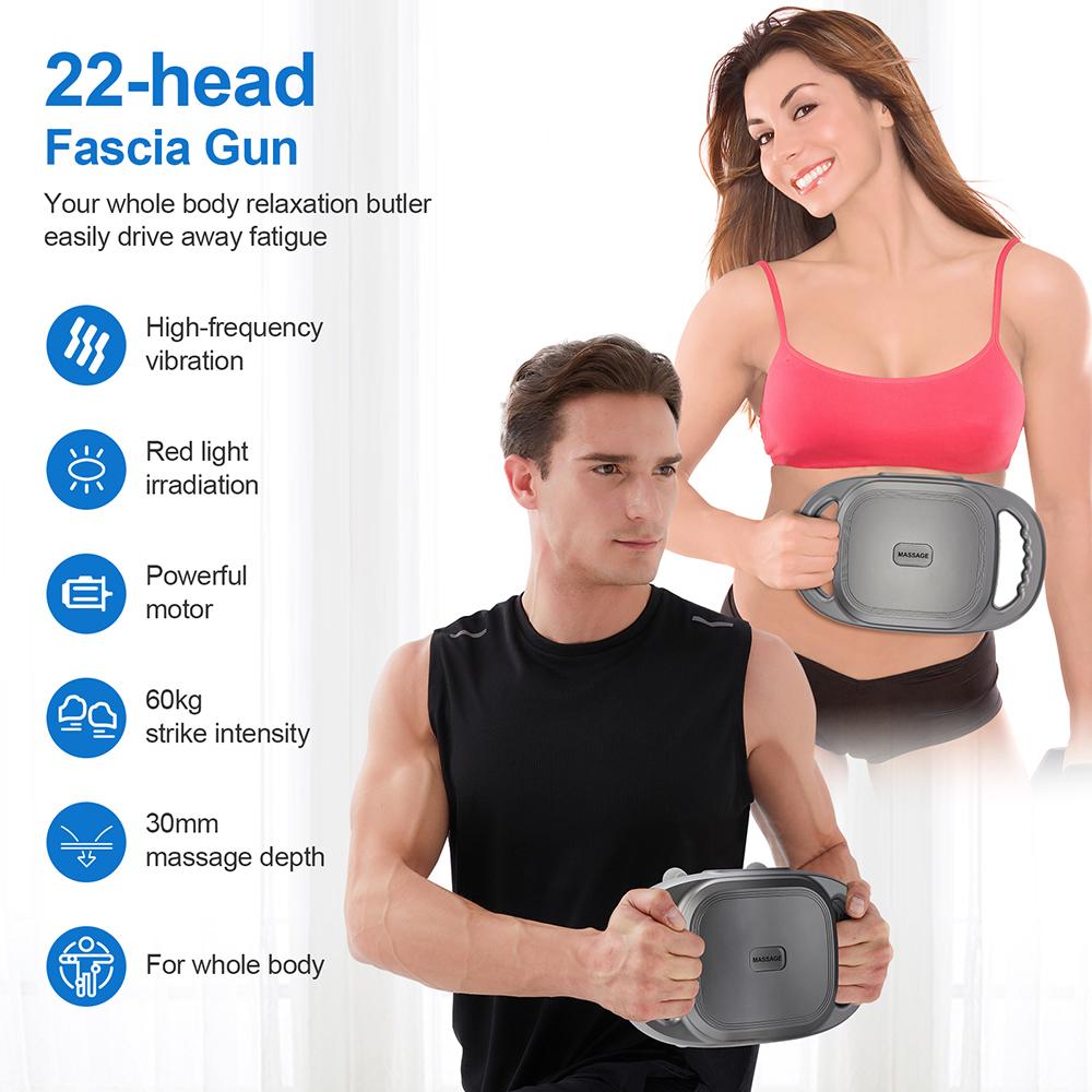 22-Head Fascia Gun High-Frequency Vibration Body Massage Gun Back and Waist Massager Neck Shoulder Massager Muscle Masajeador