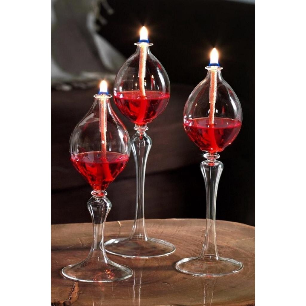 3-piece Glass Oil Lamp Vespasian Candle Holder