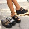 New Wedge Slippers Female Leopard Roman Slipper Female