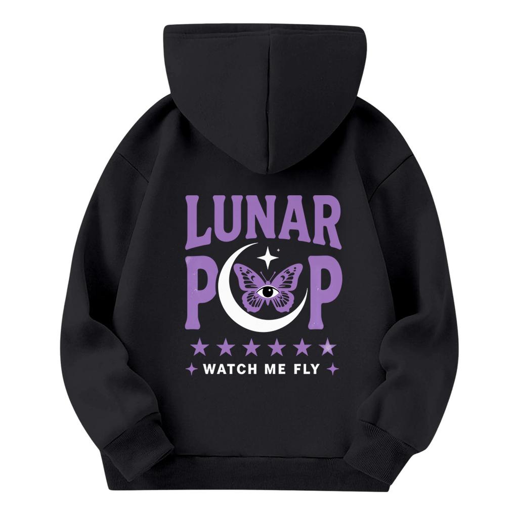 Kids Long Sleeve Pullover Hoodie with Letter Print and Front Pocket, Loose Fit Casual Sweatshirt for Boys and Girls