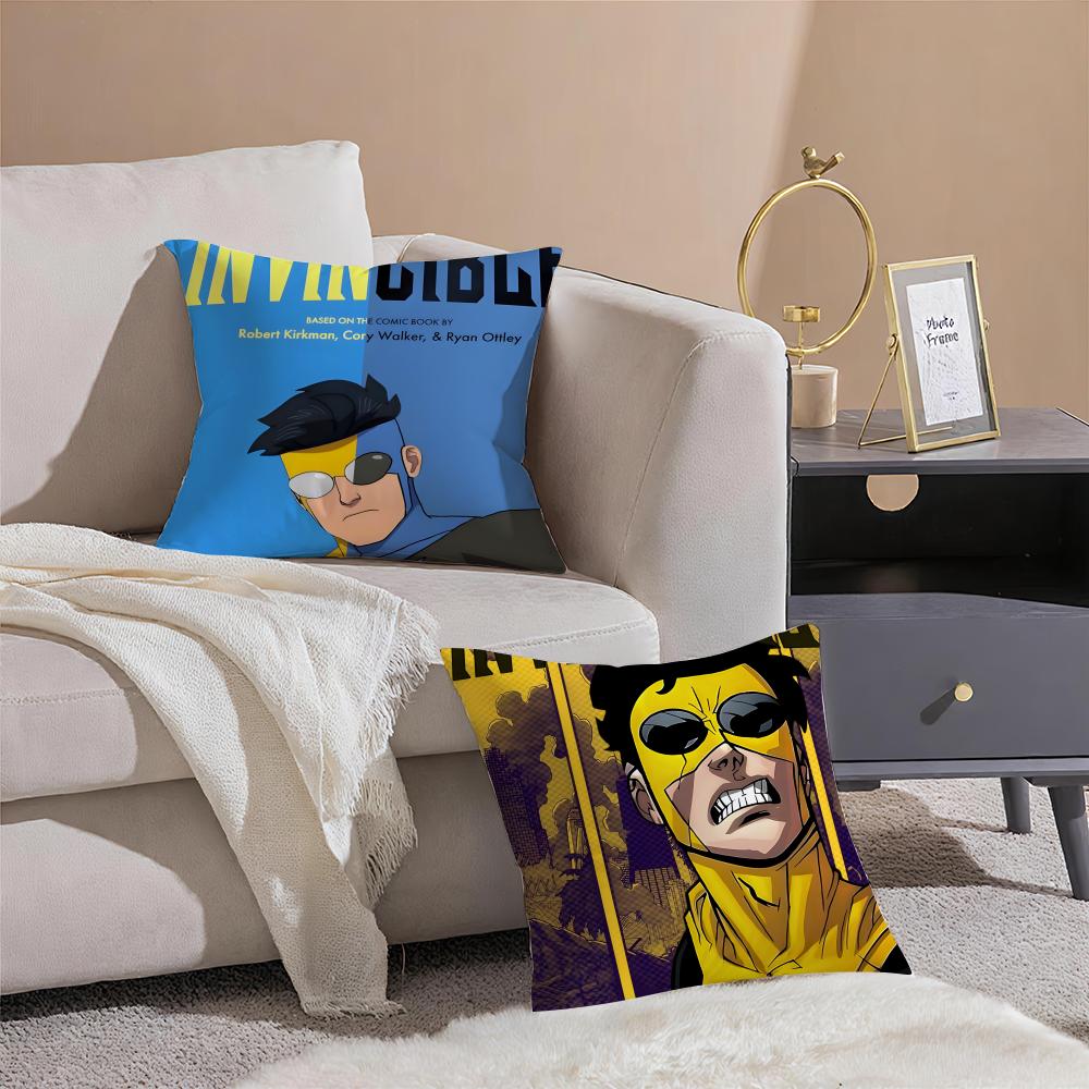 I-Invincible Pillow Superhero Anime Cushion Cover Linen Pillowcase Cover Soft Decor For Sofa Home Room