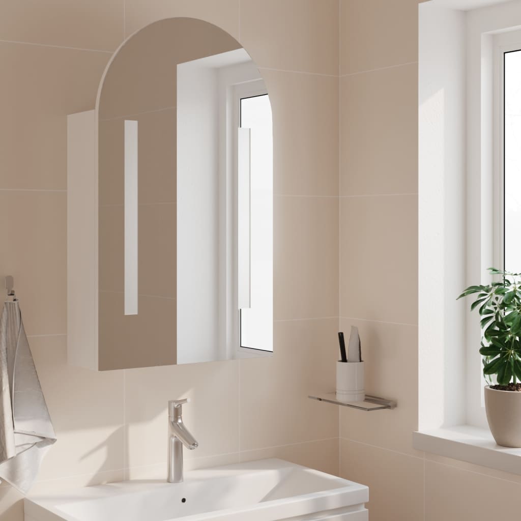 LED Lighted Curved Mirror Cabinet White 42 x 13 x 70 cm