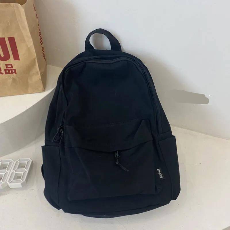Color Backpack Solid School Bag Junior High College Students Unisex Gift Design