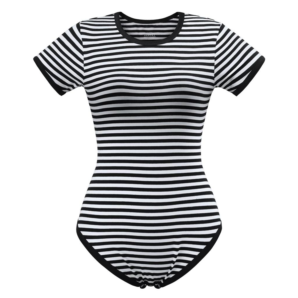 [LittleForBig] Erwachsenen-Romper [Klassischer Streifen] Baumwoll-Pyjama Schwarz XS