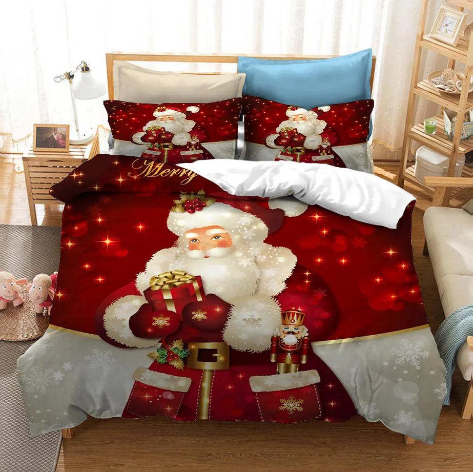 

Comforter 3Pcs Merry Christmas Santa Claus And Dog Bedding Set Gift Queen Twin Single Size Home Textile Luxury Comforter (quilt)-EU Single(135*200cm)3pcs
