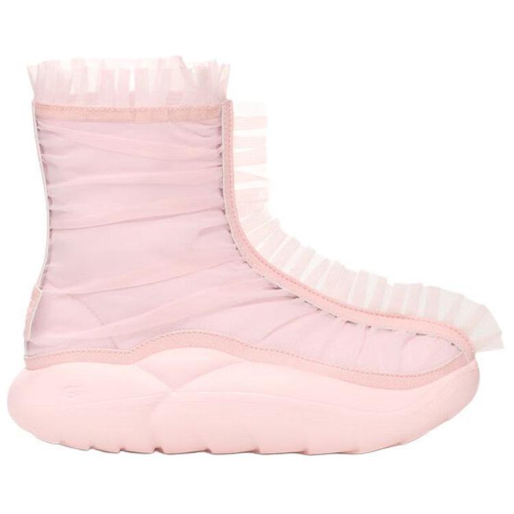Collina Strada X Ugg Fabric Synthetic Leather Zipper Round Toe Short Boots Women boots Pink 1170290-SLPN