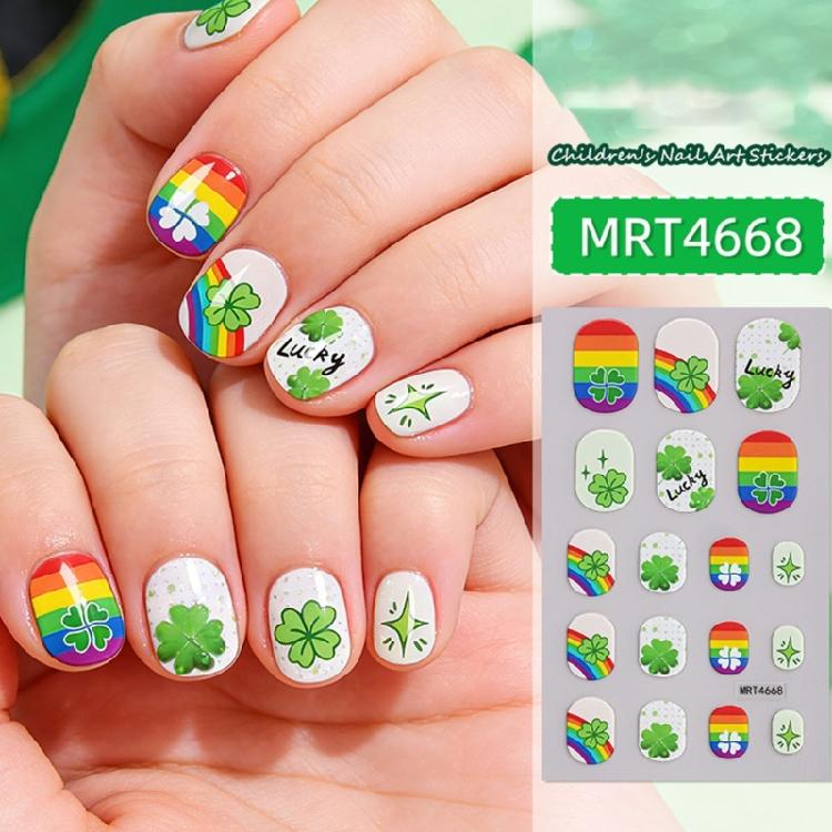 User Friendly Waterproof Nail Stickers For Kids Cartoon Four Leaf Simple Apply Multiple Designs Fun Nail Decals