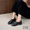 Women's Genuine Leather Formal Low-Heel Square-Toe Shoes, Soft Sole & Surface, Versatile for Work