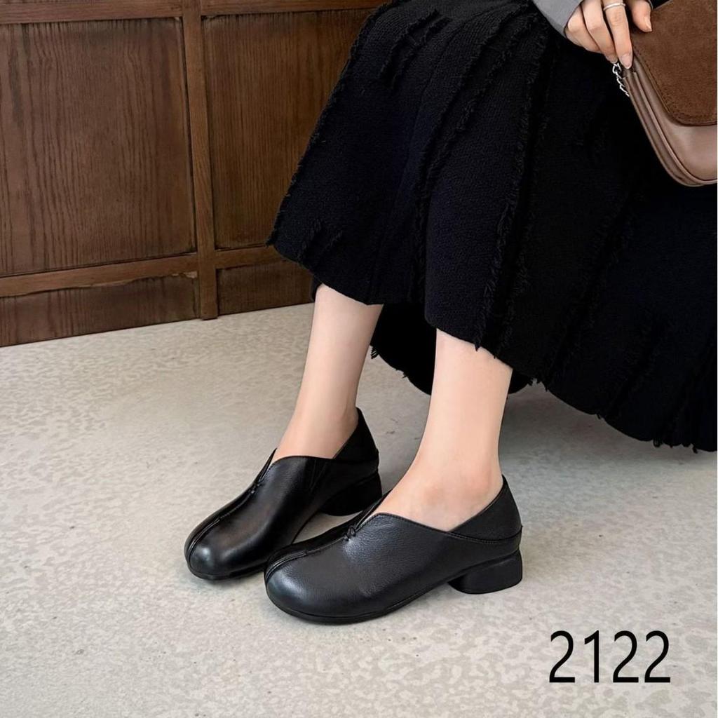 Women's Genuine Leather Formal Low-Heel Square-Toe Shoes, Soft Sole & Surface, Versatile for Work