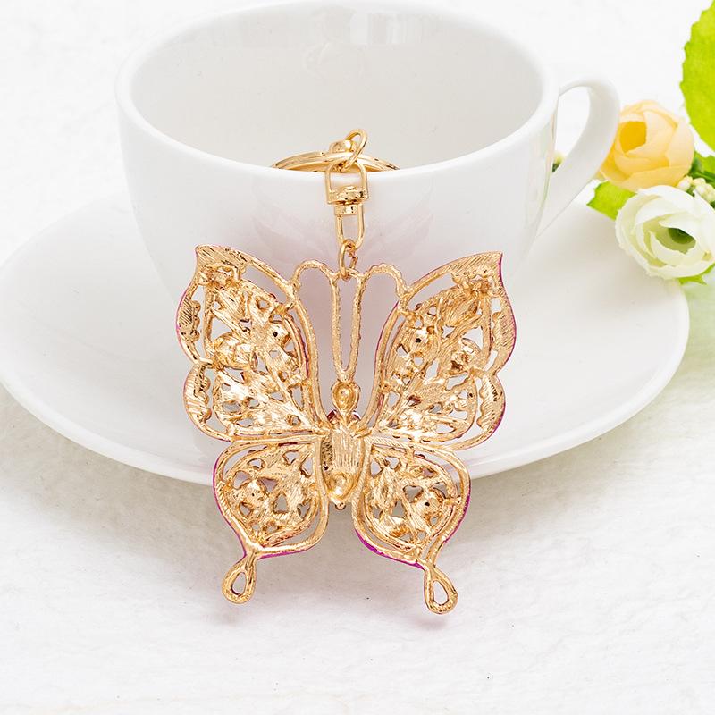 2024 New Creative Butterfly Key Chains Alloy Inlaid with Diamonds Fashionable and Simple KeyChains Car Charms Bag Charm Keyring