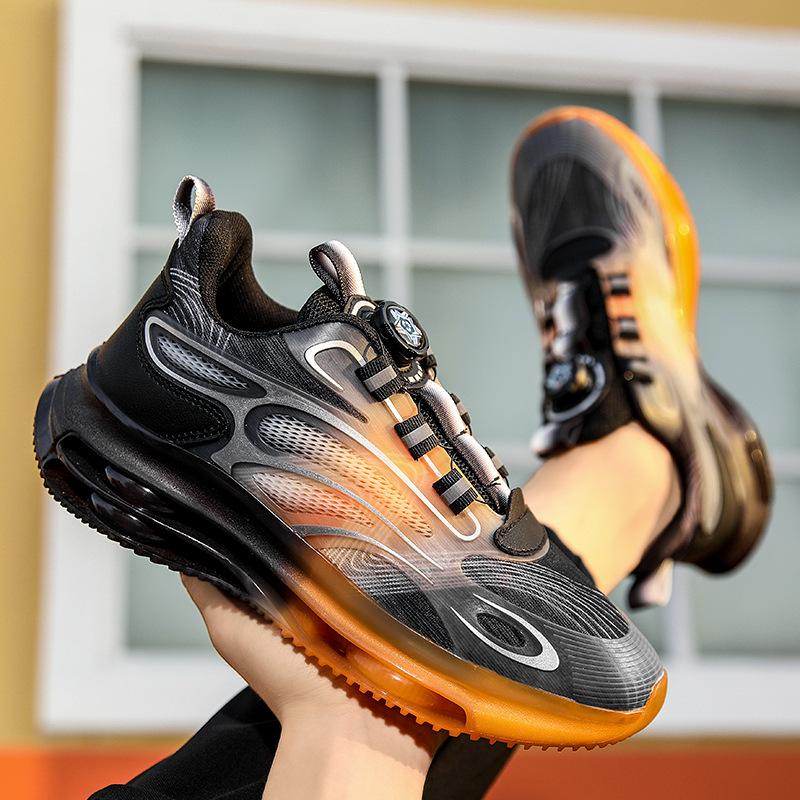 Men's shoes autumn breathable sports running shoes soft sole shock absorption rotating button new outdoor casual shoes trendy shoes