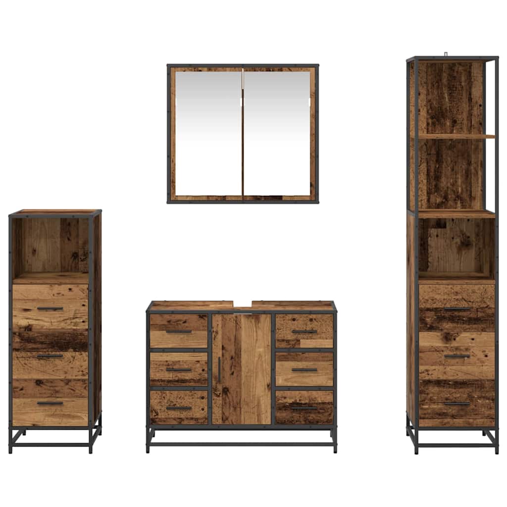 Bathroom Furniture Set with Drawers 4 pcs Reclaimed Wood Particleboard
