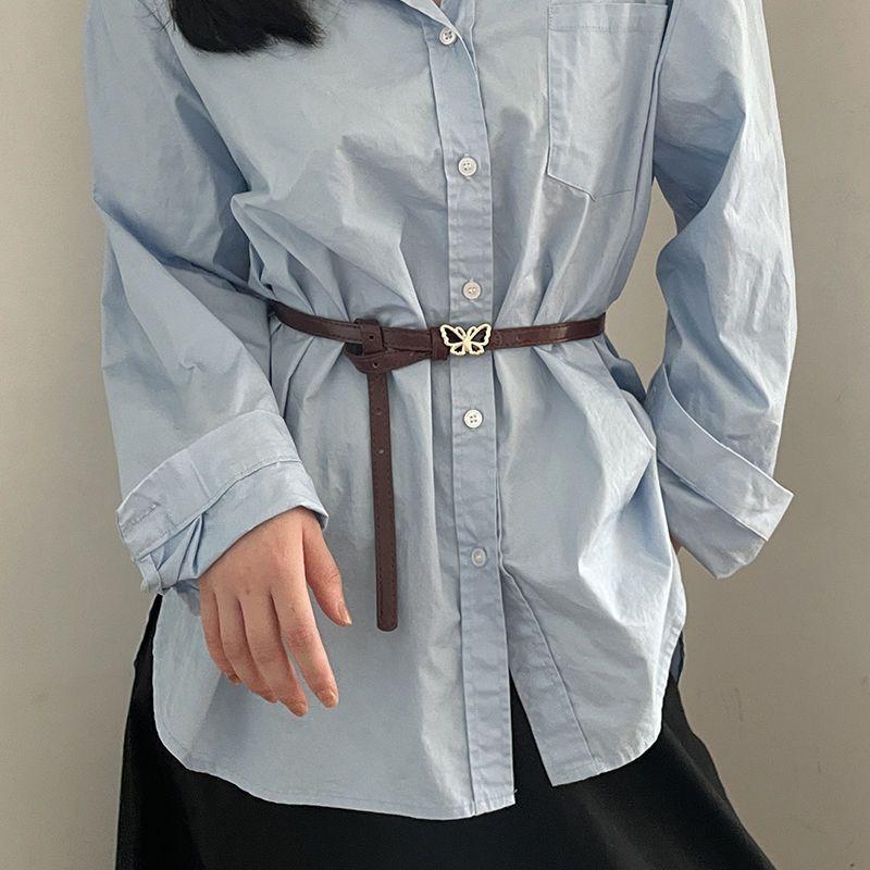 

Slim Stylish Womens Waist Belt For Summer Outfits With Smooth Buckle In Black And Burgundy бордовый