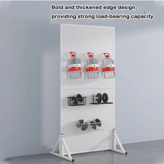 Metal Pegboard with Stand Movable Floor Standing Storage Rack Jewelry Hat Display Pegboard  Tools for Bedrooms Living Rooms and Kitchen