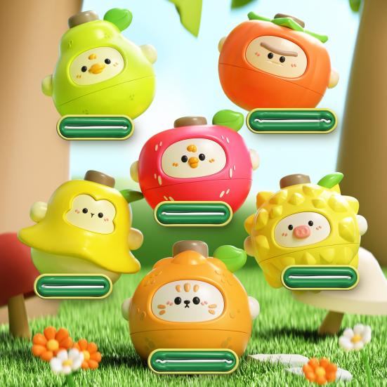 Cartoon Fruit Spinning Top Toy Multi-player Interactive Banana Orange Durian Pear Press Gyroscope Battle Toy Toddlers Educational Spinner Toy