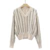 Autumn Winter V-neck Loose Mohair Wool Pullover Sweater for Women
