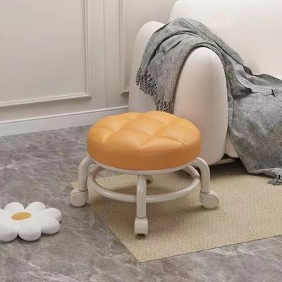 Tabouret bas avec poulie, chaises en cuir durables et imperméables, tabourets circulaires portables, coussin en éponge souple, accessoires pour la maison