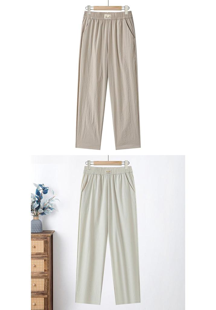 Spring/Summer 2026 Women's Versatile Casual Pants: Loose Straight-Leg, Elastic Waist, Perfect for Middle-aged & Elderly Moms