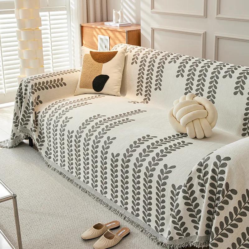 Nordic Style Chenille Sofa Towel Tassels Boho Geometric Patterns Sofa Cover for Living Room Casual Slip Covers Blankets For Beds