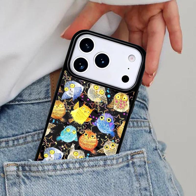 Cartoon Owl Collage Phone Case for iPhone 16e 15 14 13 12 17 Pro Max Plus Air 17pro Cover Coque