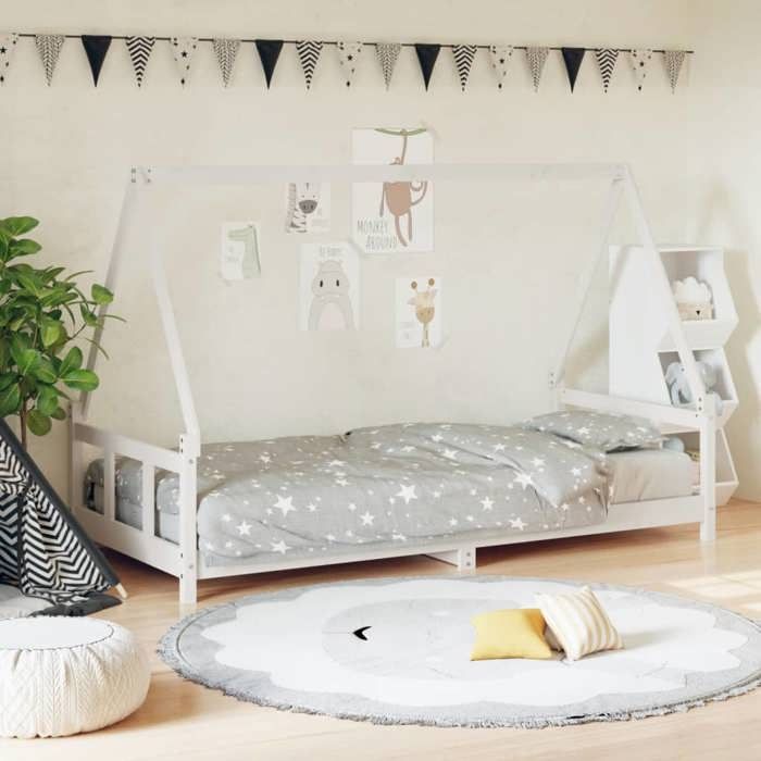 VidaXL Bed Frames for Children, Single Bed with Slatted Base, Bedroom Furniture, Scandinavian, White 90x200 Cm 834454